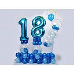 18th  Blue colour Birthday  Balloons Bouquet